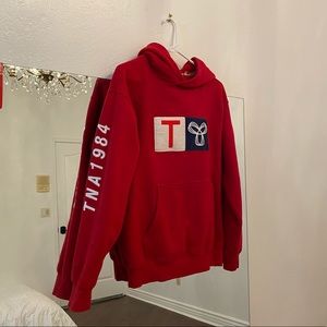 Red Aritzia TNA hoodie sweatshirt